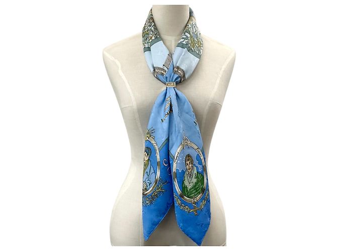Hermès Sciarpa Hermes Carre 90 LE GEOGRAPHE Blu Multicolore - vista 4