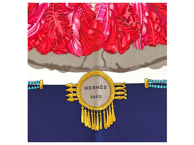 Sciarpa in seta Hermès - Carré 90, Mexico Multicolore Blu navy - vista 3
