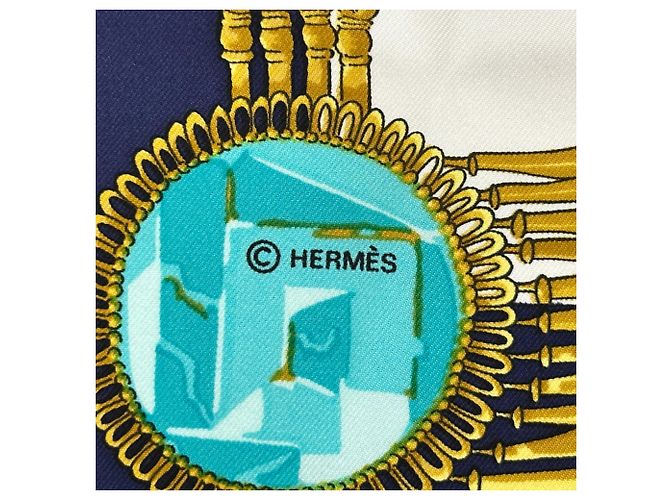 Sciarpa in seta Hermès - Carré 90, Mexico Multicolore Blu navy - vista 4