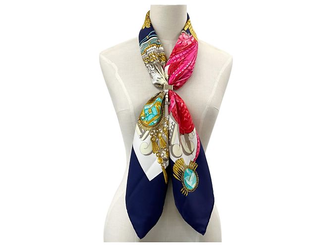 Sciarpa in seta Hermès - Carré 90, Mexico Multicolore Blu navy - vista 6