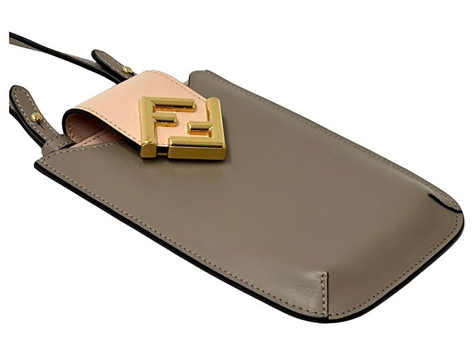 Borsa Fendi FF Diamond Rosa Grigio - vista 3