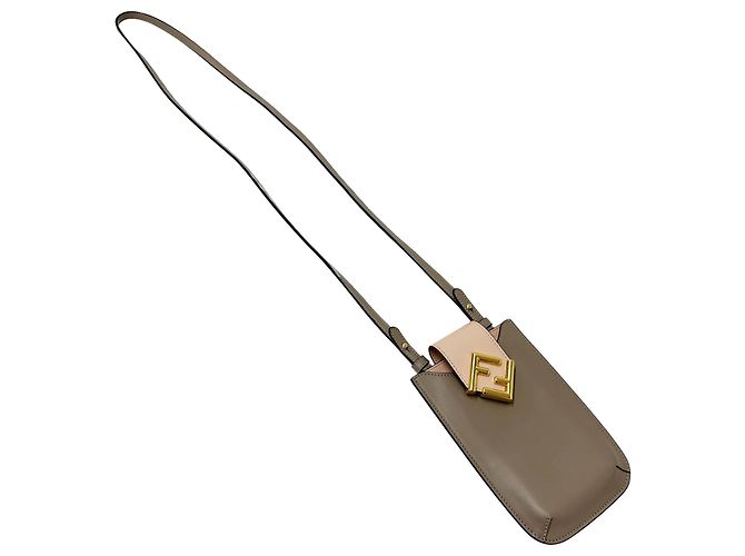 Borsa Fendi FF Diamond Rosa Grigio - vista 4