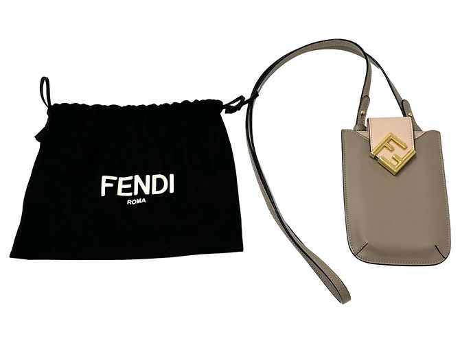 Borsa Fendi FF Diamond Rosa Grigio - vista 7