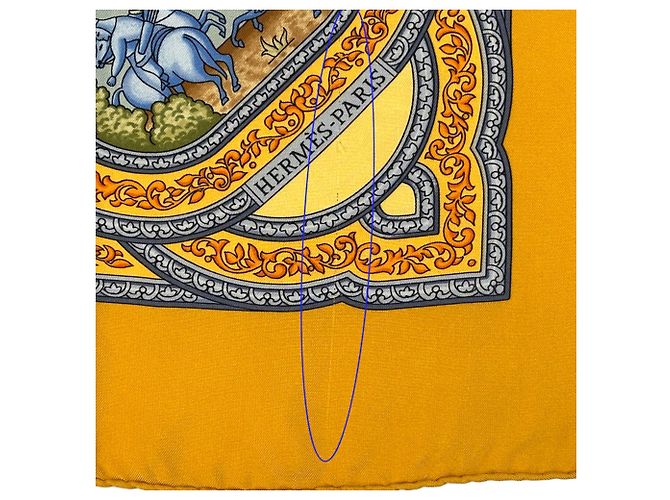 Hermès Hermes Seidenschal mehrfarbig Mehrfarben Gelb - Ansicht 8