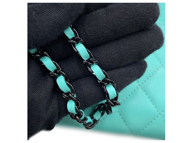 Portafoglio con catena/spalla Chanel in nero e turchese - vista 10