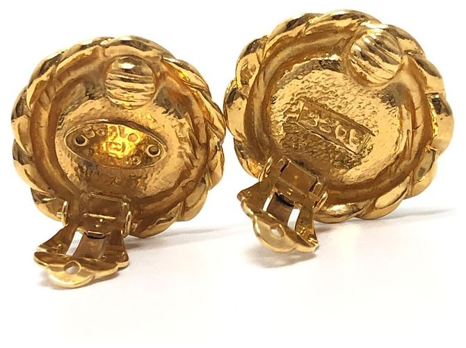 Orecchini clip vintage Chanel Gripoix Blue Cabochon D'oro - vista 6