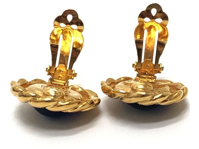 Orecchini clip vintage Chanel Gripoix Blue Cabochon D'oro - vista 9