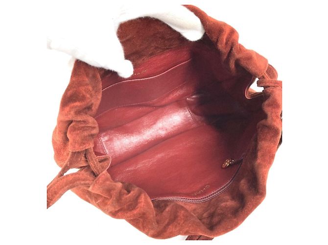 CHANEL Vintage Logo Drawstring Bag Red - view 10
