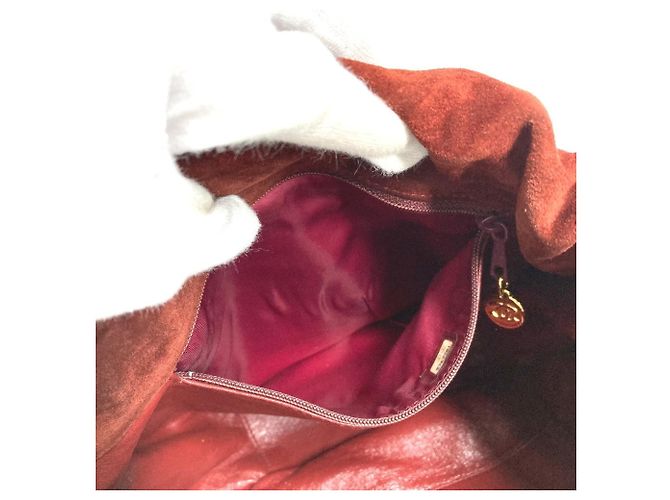 CHANEL Vintage Logo Drawstring Bag Red - view 11