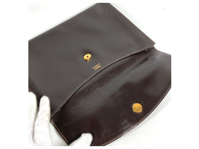 Hermès Clutch Hermes Vintage Pochette Rio Marrone - vista 10