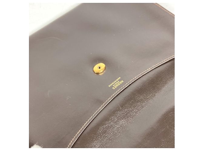 Hermès Clutch Hermes Vintage Pochette Rio Marrone - vista 11