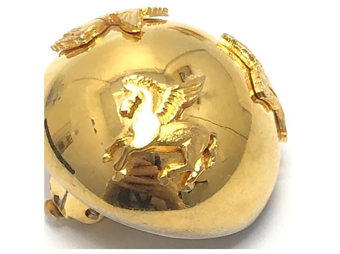 Hermès Orecchini clip HERMES Pegasus Vintage D'oro - vista 9