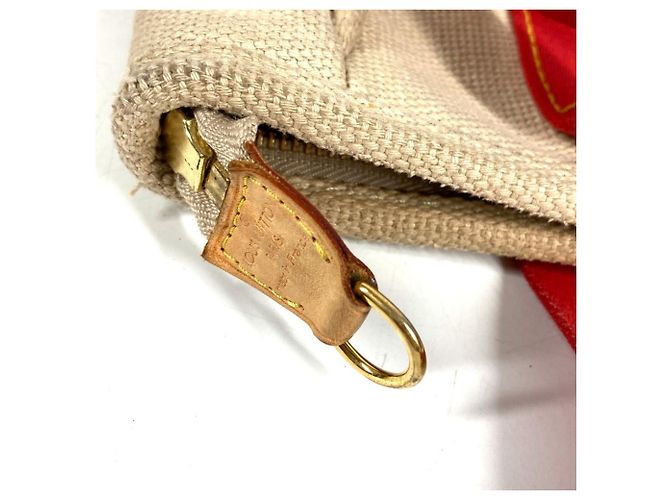 Louis Vuitton M40035 Antigua Cabas MM Tote Bag Rosso Beige - vista 13