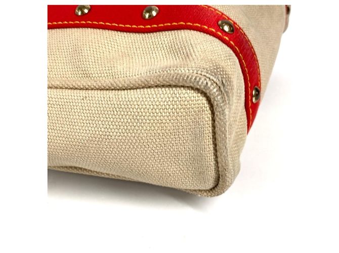 Louis Vuitton M40035 Antigua Cabas MM Tote Bag Rosso Beige - vista 4