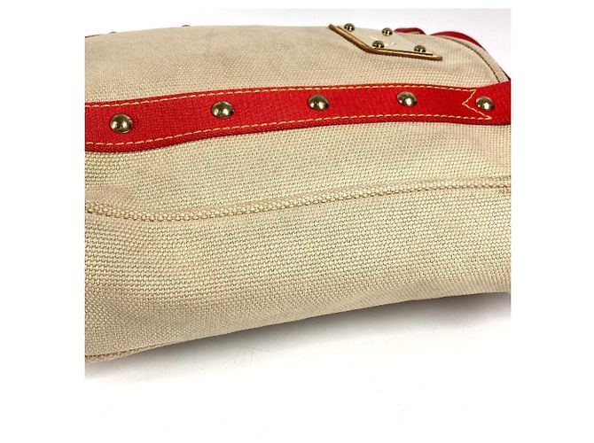 Louis Vuitton M40035 Antigua Cabas MM Tote Bag Rosso Beige - vista 7