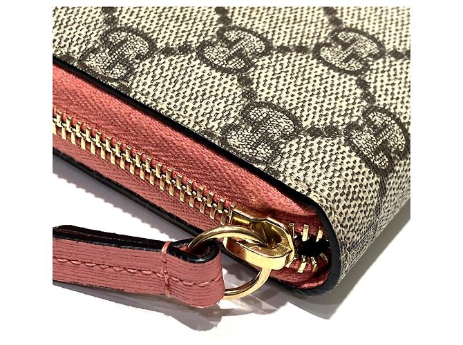 Gucci Long Wallet GG Supreme Leder Braun Pink - Ansicht 6