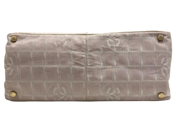 Borsa tote Chanel MM beige pelle e tela - vista 3