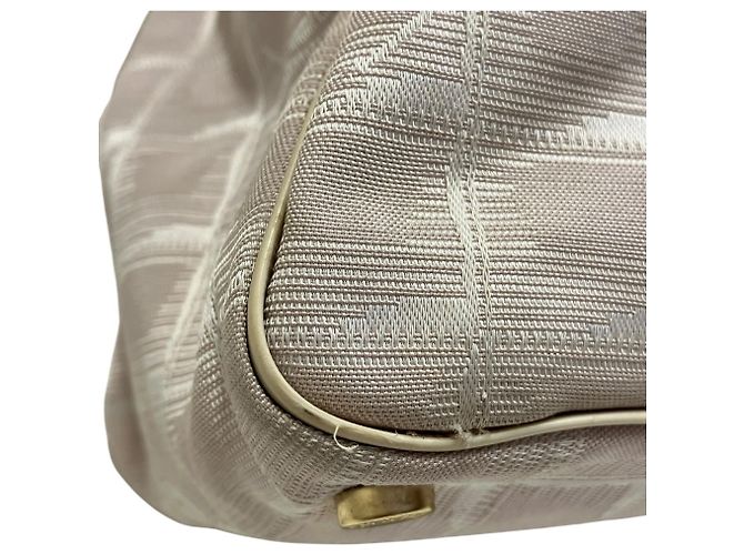 Borsa tote Chanel MM beige pelle e tela - vista 6