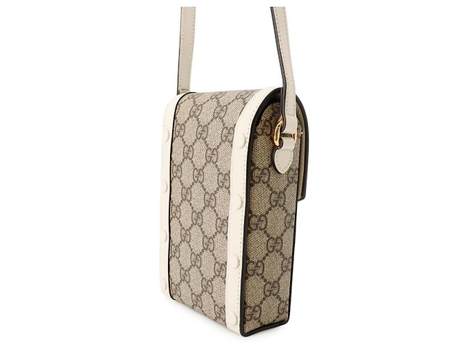 Borsa a tracolla Gucci GG Supreme Horsebit 1955 Marrone Bianco - vista 2