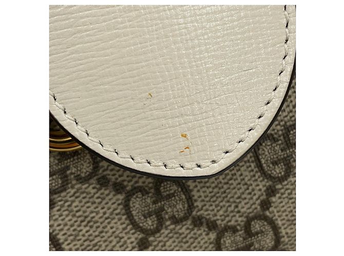 Borsa a tracolla Gucci GG Supreme Horsebit 1955 Marrone Bianco - vista 7
