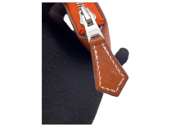 Hermès Cartera compacta de seda Hermes Azap en cuero Epsom naranja - vista 6