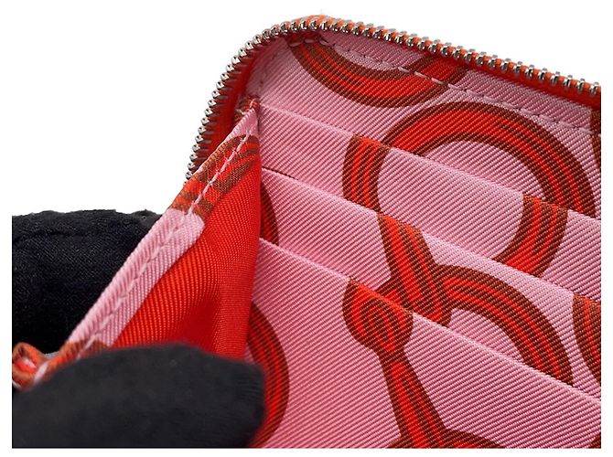 Hermès Cartera compacta de seda Hermes Azap en cuero Epsom naranja - vista 7
