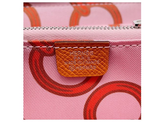 Hermès Cartera compacta de seda Hermes Azap en cuero Epsom naranja - vista 9