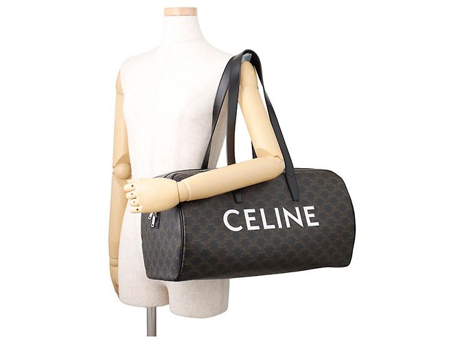 Borsa Boston Céline Marrone Pelle e PVC - vista 4