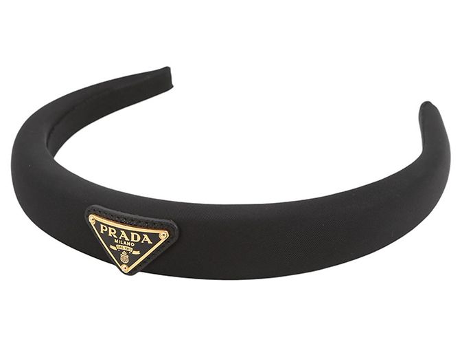 Cerchietto in Re-Nylon con triangolo Prada Nero - vista 4