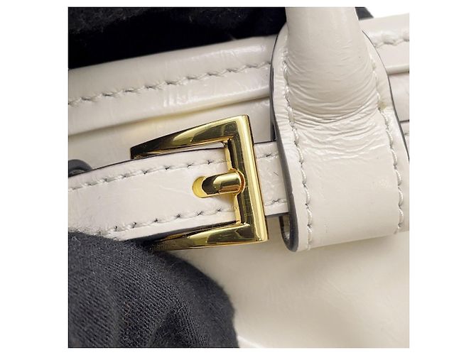 Prada Bonnie Mini Leder Dreieck Handtasche Weiß - Ansicht 12