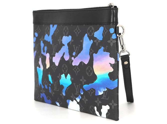 Pochette Louis Vuitton Monogram Eclipse Pochette To Go Clutch Bag Nero Multicolore Monogramma - vista 2