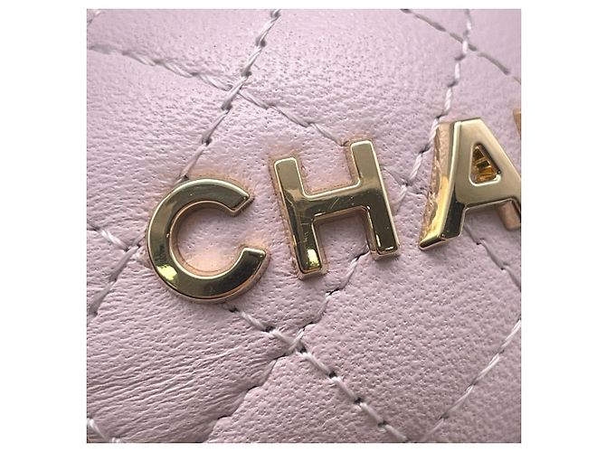 Borsa accessorio Chanel Charm in agnello mini D'oro Porpora - vista 8
