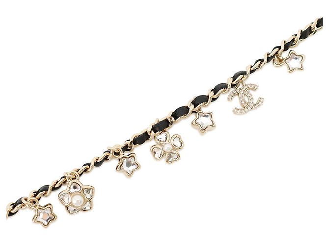 Chanel Strass-Halskette Schwarz Golden - Ansicht 2