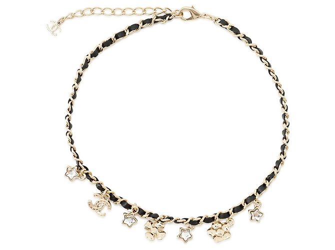 Chanel Strass-Halskette Schwarz Golden - Ansicht 3
