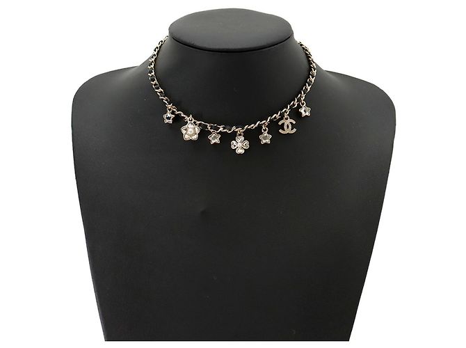 Chanel Strass-Halskette Schwarz Golden - Ansicht 4