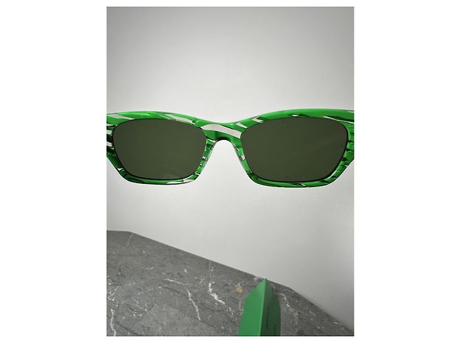 Bottega Veneta BV1143S Gafas de Sol Estampado Verde Blanco Gold hardware - vista 13