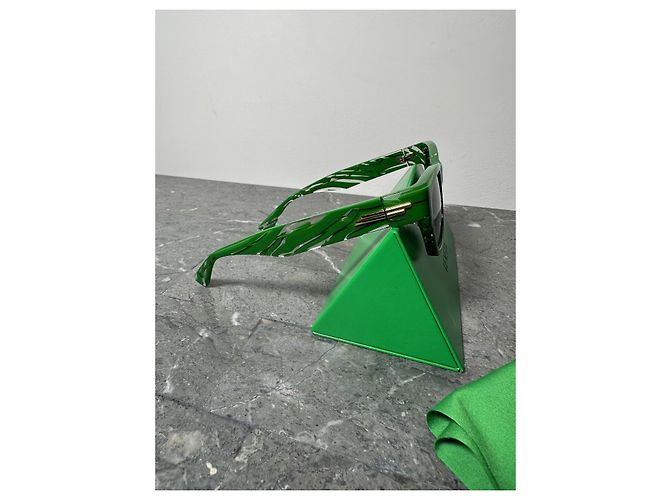 Bottega Veneta BV1143S Gafas de Sol Estampado Verde Blanco Gold hardware - vista 2