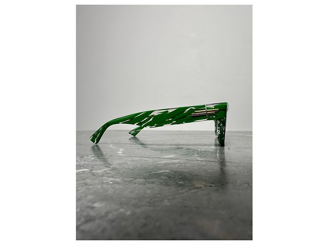 Bottega Veneta BV1143S Gafas de Sol Estampado Verde Blanco Gold hardware - vista 4
