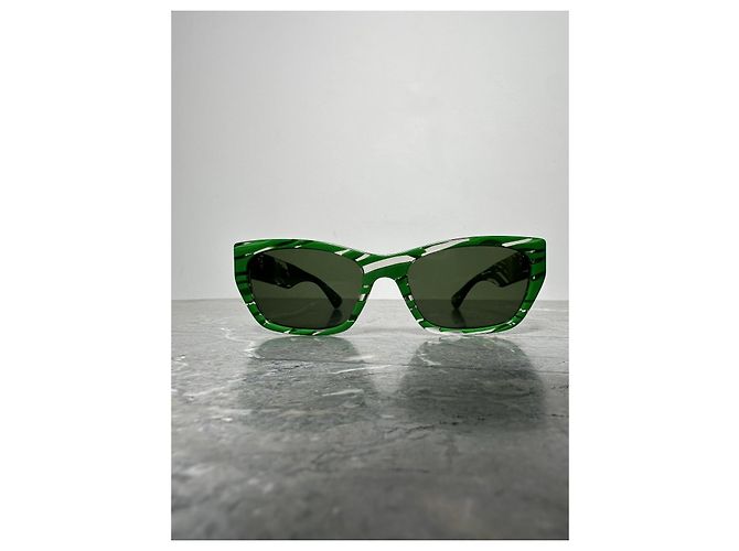 Bottega Veneta BV1143S Gafas de Sol Estampado Verde Blanco Gold hardware - vista 5