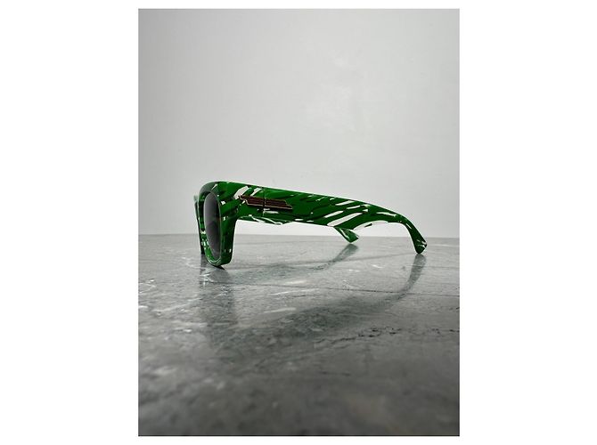 Bottega Veneta BV1143S Gafas de Sol Estampado Verde Blanco Gold hardware - vista 6