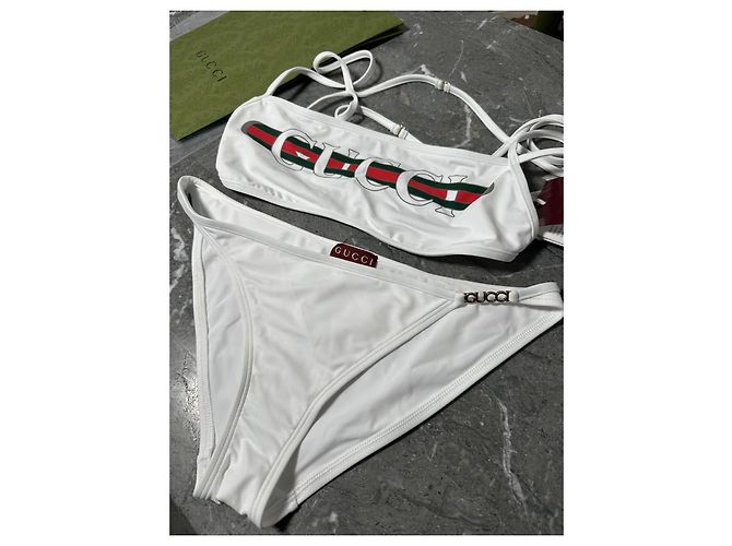 Bikini Gucci Logo Blanco Talla S - vista 2