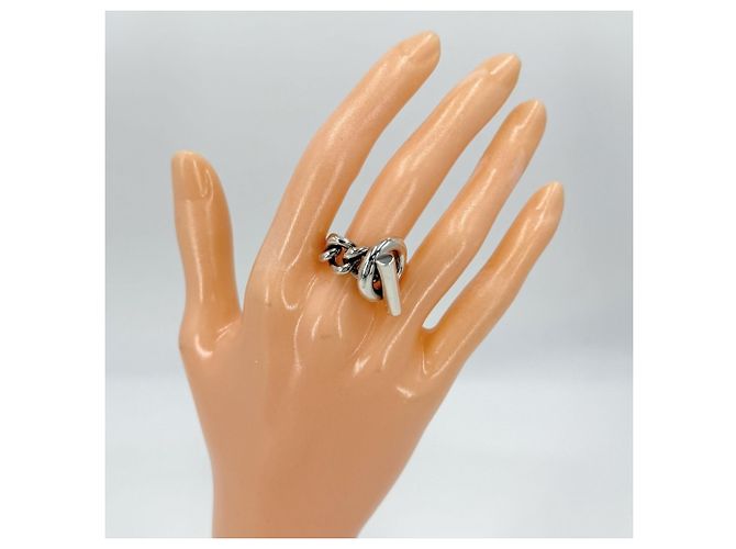 Ring Hermès Anello a fascia in argento design Croisette Hermes - vista 2