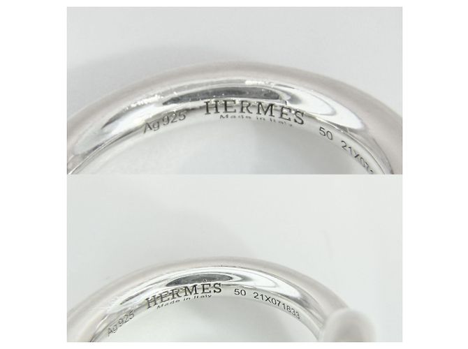 Ring Hermès Anello a fascia in argento design Croisette Hermes - vista 3