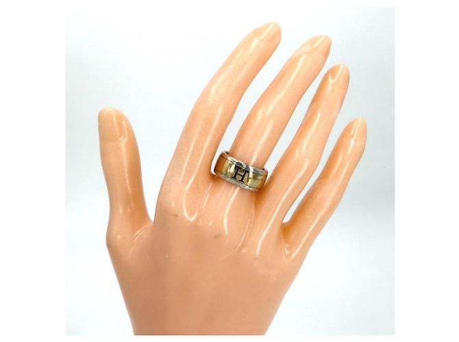 Ring Hermès Anello a fascia da donna Hermes in argento e oro - vista 2