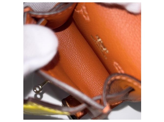 Hermès Portachiavi Hermes Bijou de Sac Kelly Doll Bag Charm Arancione Giallo - vista 4