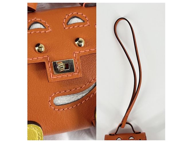 Hermès Portachiavi Hermes Bijou de Sac Kelly Doll Bag Charm Arancione Giallo - vista 7