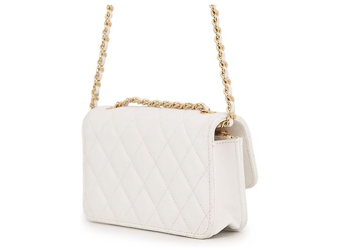 Chanel White Chain Shoulder Wallet Weiß - Ansicht 2