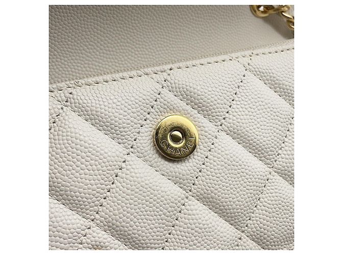 Chanel White Chain Shoulder Wallet Weiß - Ansicht 6