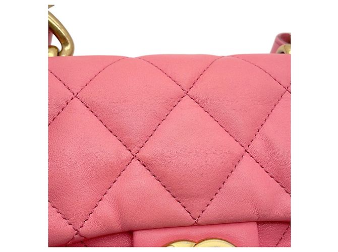 Borsa a tracolla Chanel Matelassé in pelle rosa - vista 10