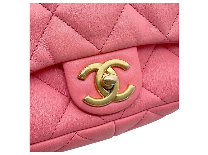 Borsa a tracolla Chanel Matelassé in pelle rosa - vista 8